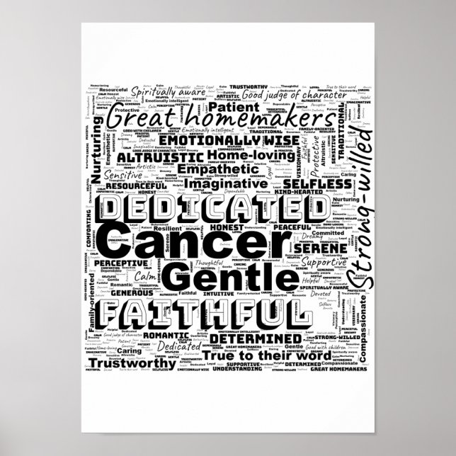 Cancer Zodiac Mot Cloud Inspiration Poster (Devant)