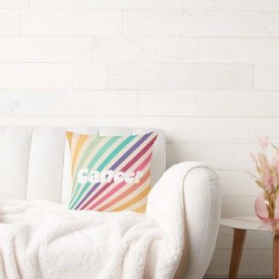 Cancer Zodiac Retro Arc-en-ciel Astrologie Coussin