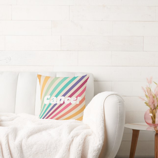 Cancer Zodiac Retro Arc-en-ciel Astrologie Coussin (Canapé)
