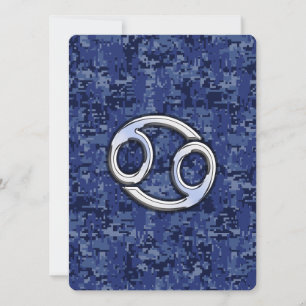 Cancer Zodiac Sign on Navy Blue Digital Camo
