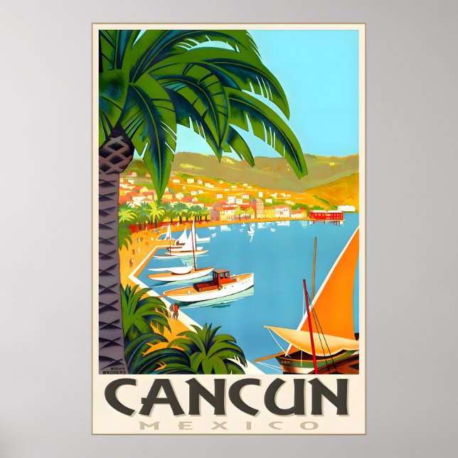 Cancun Mexique Affiche de Voyage de Plage Tropical (Devant)