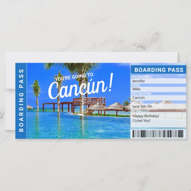 Cancún Mexique Surprise Voyage Pass Embarquement T (Devant)