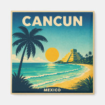 Cancun Vintage Travel Poster Magnet