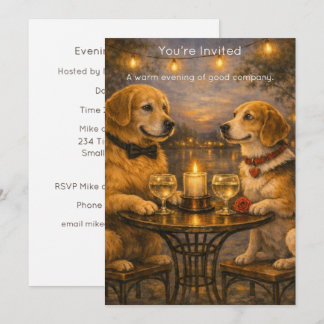 Candlelit Dogs – Warm Painterly Party Invitation