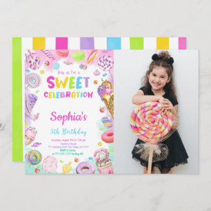 Candy Birthday Photo Invitation