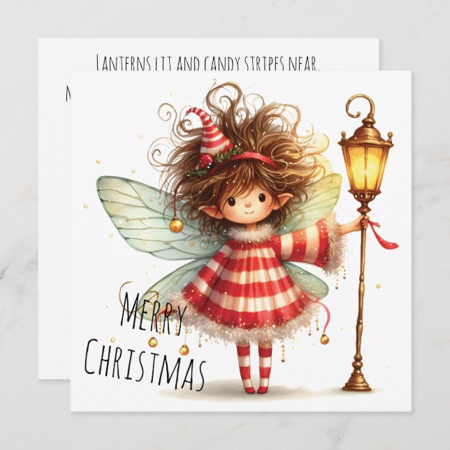 Candy Cane Fairy Holiday Card (Devant / Derrière)