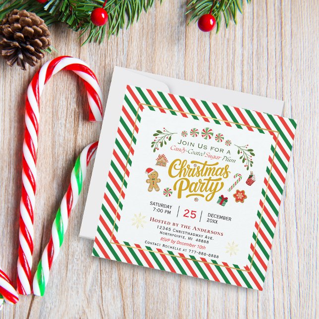 Candy Coated Sugar Plum Christmas Party Invitation (Créateur téléchargé)