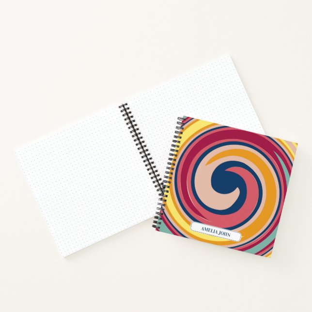Candy Coloré Psychedelic Swirl Nom Carnet (Intérieur)
