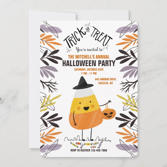 Candy Corn Caractère Halloween Party Invitation (Devant)