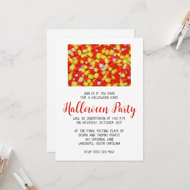 Candy Corn Halloween Party Invitation (Devant/Arrière en situation)