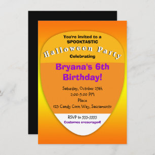 Candy Corn Orange Halloween Invitations