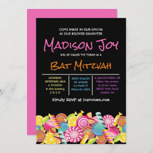 CANDY COUTURE Bat mitzvah rose Invitation