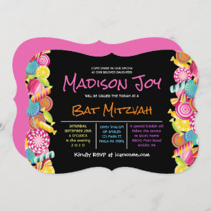 CANDY COUTURE Bat mitzvah rose Invitation