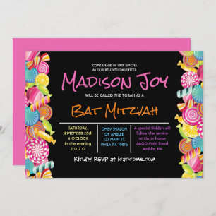 CANDY COUTURE Bat mitzvah rose Invitation