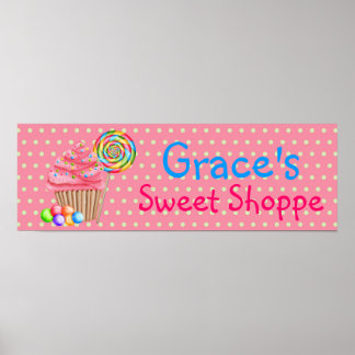 Candy Cupcakes Sweet Shoppe Banner Poster
