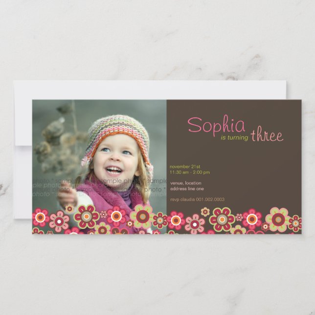 Candy Daisies Motif Carte photo Invitation d'anniv (Devant)