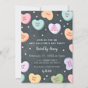 Candy Hearts Anti-Valentine's Day Party Invitation