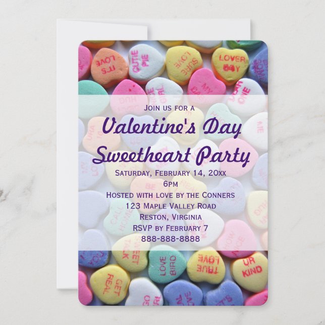 Candy Hearts Invitations à la Saint-Valentin (Devant)
