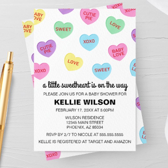 Candy Hearts Valentine Baby shower Invitation (Créateur téléchargé)