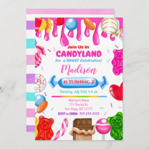 Candy Land Invitation d'anniversaire