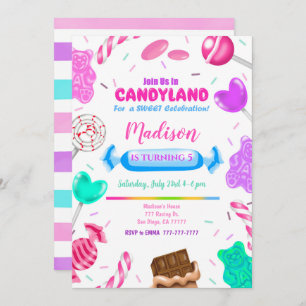 Candy Land Invitation d'anniversaire