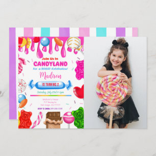 Candy land Photo Invitation