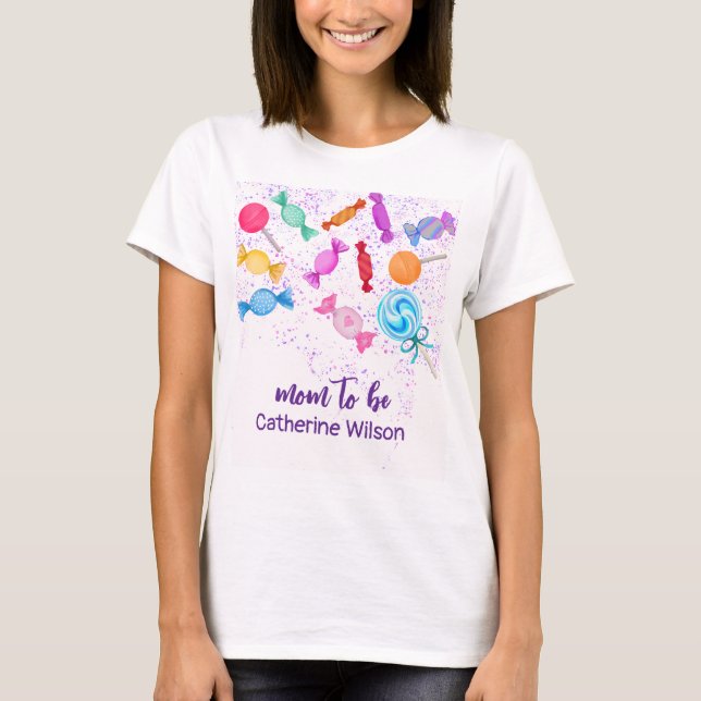 Candy Land Sweets Grossesse Mère à être T-shirt (Devant)