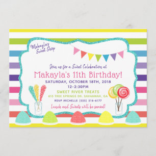 Candy Party Sweet Shop Invitation à la fête d'anni