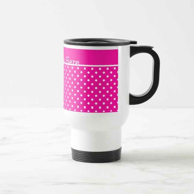 Candy Pink et White Travel Mug à personnaliser (Droite)