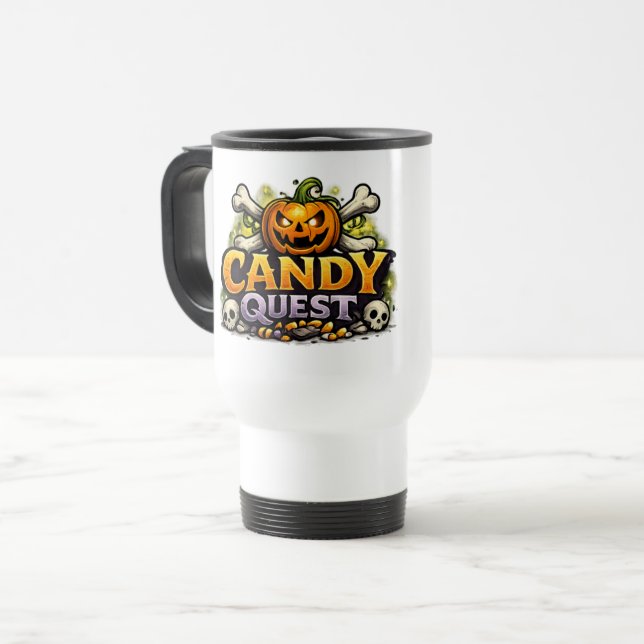 Candy Quest App 'Knock' Logo Tasse de Voyage (Devant gauche)