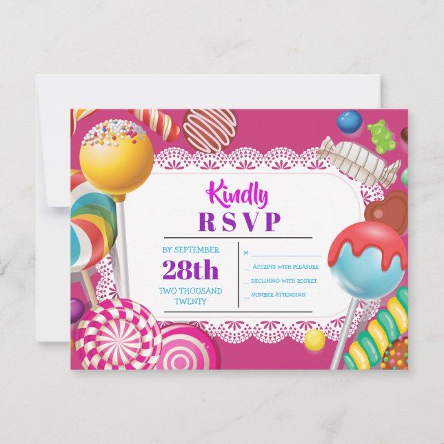 CANDY STORE Invitation Bat mitzvah RSVP (Devant)