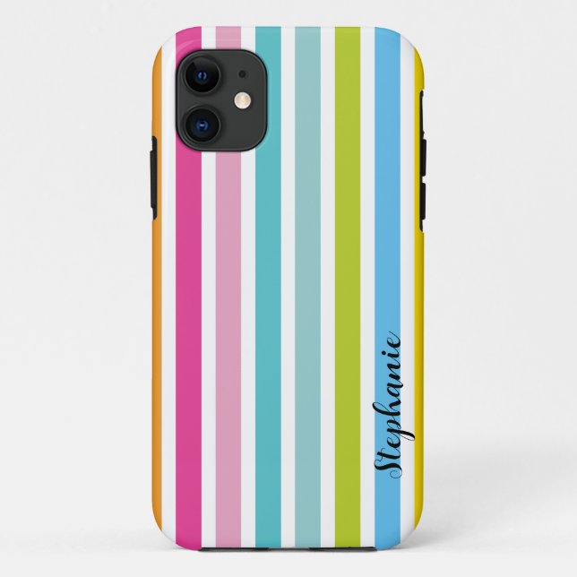 Candy Stripe Personnaliser Nom Monogram coque ipho (Dos)