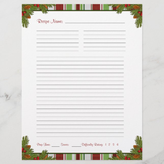 Candy Stripes Noël Recette Classeur Insertions (Devant)