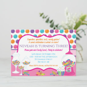 Candy Theme Anniversaire Fête Invitation