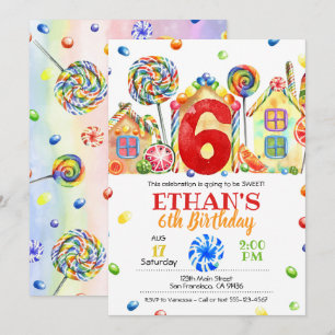 Candyland Candy Invitation pour Candy Thème - 6ème
