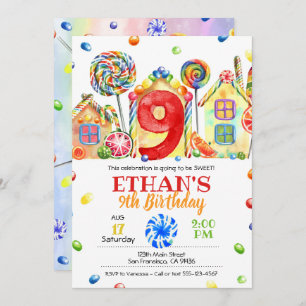 Candyland Candy Invitation pour le thème des bonbo