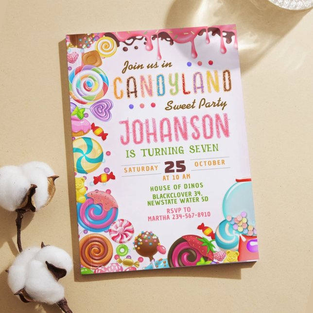 Candyland Sweet Anniversaire Fête Invitation (Candyland Sweet Birthday Party Invitation)