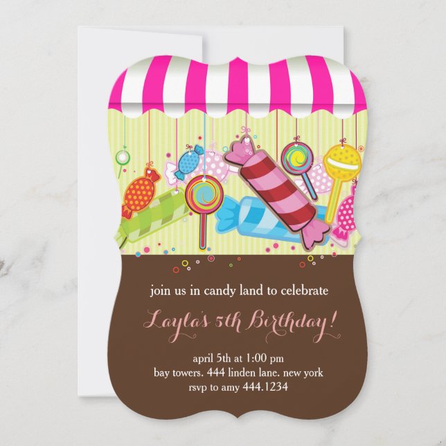 Candyland Sweet Shop Invitations Anniversaire (Devant)