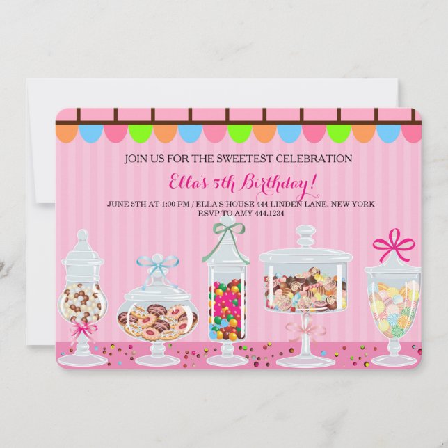 Candyland Sweet Shoppe Invitations d'anniversaire (Devant)