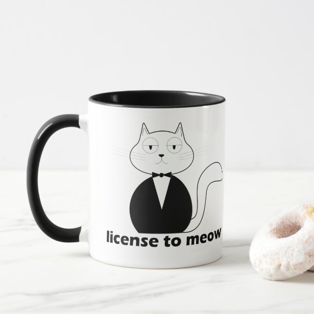Caneca Mug - Cat. License to Meow (Avec donut)