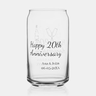 Canette Bouteille de champagne verre nom anniversaire 20 a