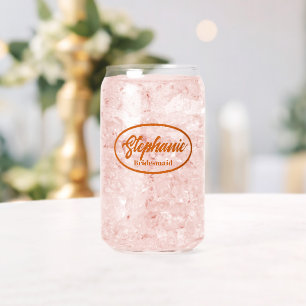 Canette Brûlé Orange Stylisé Mariage Bridesmaid Verre