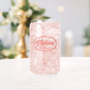 Canette Corail Stylisé Nom Mariage Bridesmaid Verre