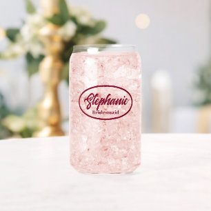 Canette Cranberry Red Stylisé Nom Bridesmaid Verre