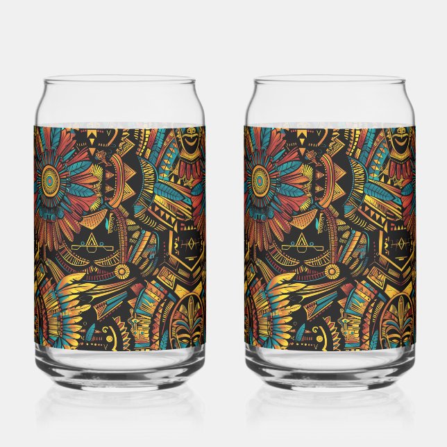 Canette Cyan Ethereal "Aztec Dream" 16oz Tumblers en verre (Recto)