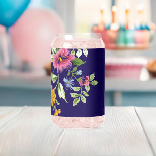 Canette Ensemble de verre à boire Fleur Bleu Peut Verre