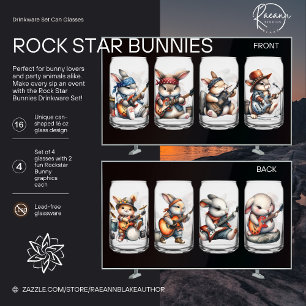 Canette Ensemble de verre à boire Rock Star Bunnies