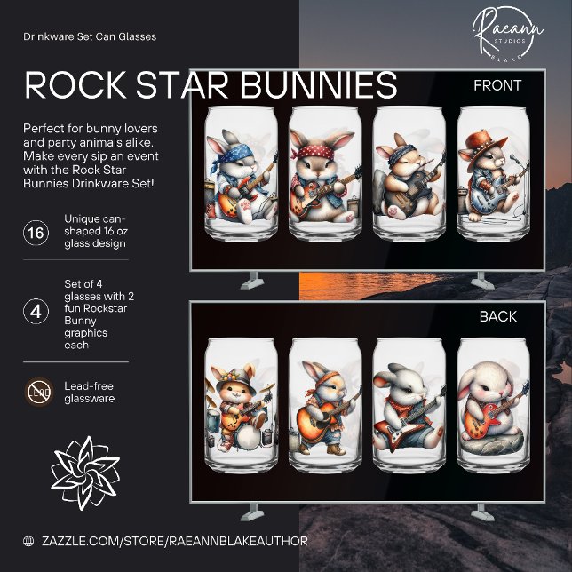 Canette Ensemble de verre à boire Rock Star Bunnies (Créateur téléchargé)