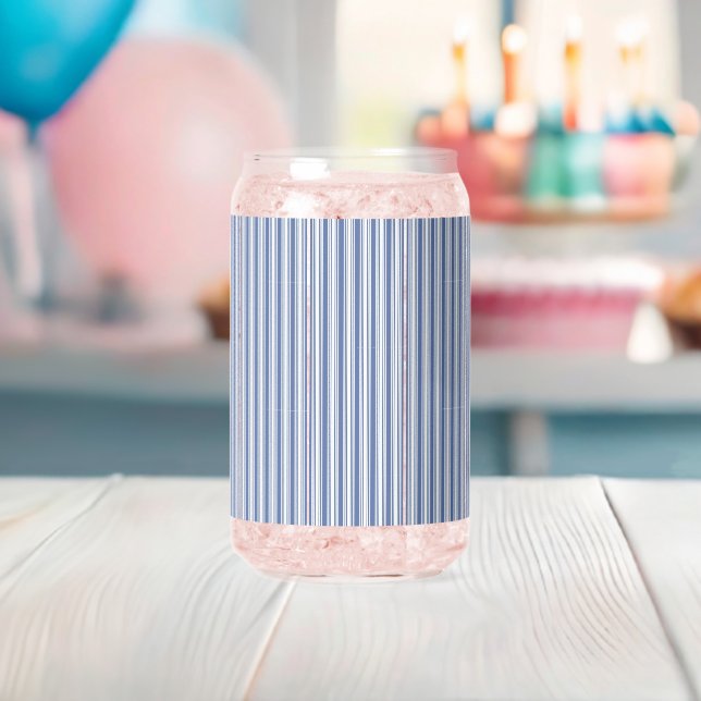 Canette Ensemble de verre bleu et blanc rayé (Insitu (Baby Shower))