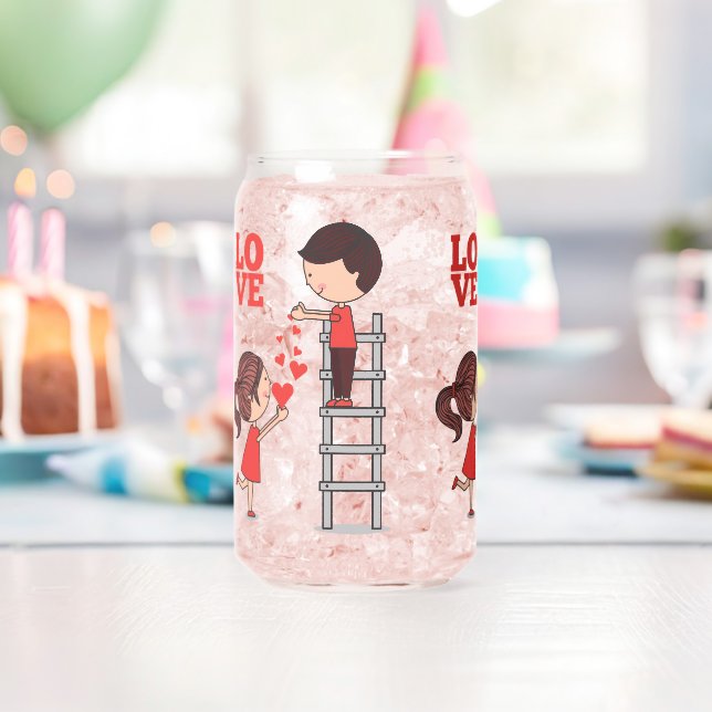 Canette Ensemble de verre couple amour coeurs rouges  (Insitu (Anniversaire))
